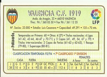 1994-95 Mundicromo Sport Las Fichas de La Liga #111 Team Card Back