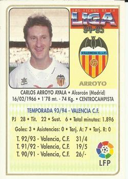 1994-95 Mundicromo Sport Las Fichas de La Liga #120 Arroyo Back