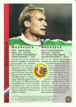 1993 Upper Deck World Cup Preview (Spanish/Italian) #40 Erik Thorstvedt Back