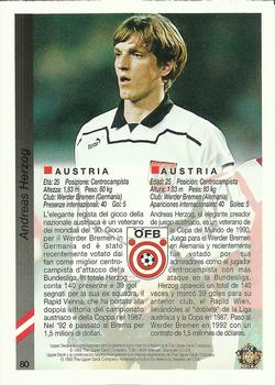 1993 Upper Deck World Cup Preview (Spanish/Italian) #80 Andreas Herzog Back