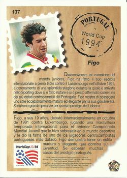 1993 Upper Deck World Cup Preview (Spanish/Italian) #137 Figo Back