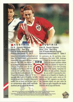 1993 Upper Deck World Cup Preview (Spanish/Italian) #155 Andreas Ogris Back