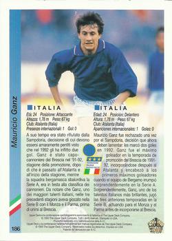 1993 Upper Deck World Cup Preview (Spanish/Italian) #186 Maurizio Ganz Back