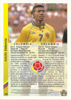 1993 Upper Deck World Cup Preview (Spanish/Italian) #187 Adolfo Valencia Back
