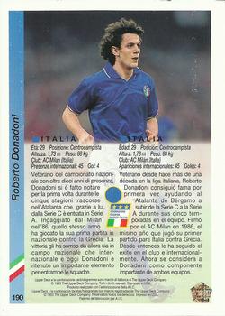 1993 Upper Deck World Cup Preview (Spanish/Italian) #190 Roberto Donadoni Back
