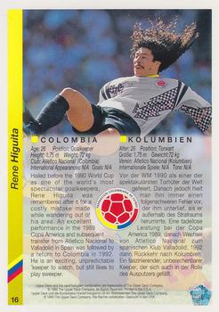 1993 Upper Deck World Cup Preview (English/German) #16 Rene Higuita Back