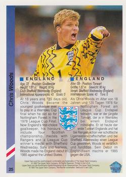 1993 Upper Deck World Cup Preview (English/German) #25 Chris Woods Back
