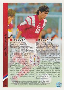 1993 Upper Deck World Cup Preview (English/German) #29 Igor Dobrovolski Back