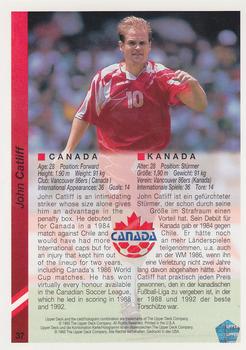 1993 Upper Deck World Cup Preview (English/German) #37 John Catliff Back