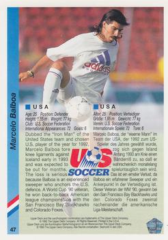 1993 Upper Deck World Cup Preview (English/German) #47 Marcelo Balboa Back