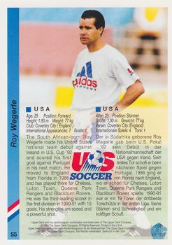 1993 Upper Deck World Cup Preview (English/German) #55 Roy Wegerle Back