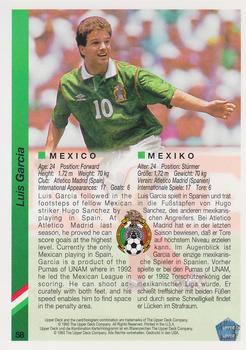 1993 Upper Deck World Cup Preview (English/German) #58 Luis Garcia Back