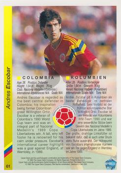 1993 Upper Deck World Cup Preview (English/German) #61 Andres Escobar Back