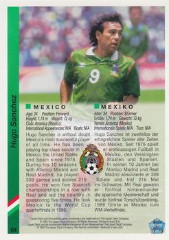 1993 Upper Deck World Cup Preview (English/German) #64 Hugo Sanchez Back