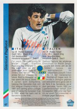 1993 Upper Deck World Cup Preview (English/German) #67 Gianluca Pagliuca Back