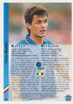 1993 Upper Deck World Cup Preview (English/German) #74 Paolo Maldini Back