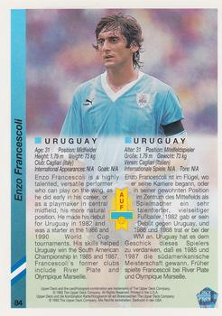 1993 Upper Deck World Cup Preview (English/German) #84 Enzo Francescoli Back