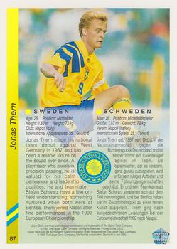 1993 Upper Deck World Cup Preview (English/German) #87 Jonas Thern Back