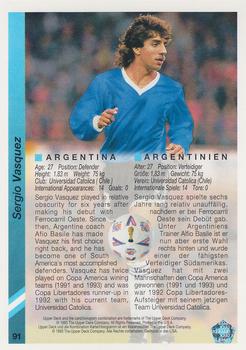 1993 Upper Deck World Cup Preview (English/German) #91 Sergio Vasquez Back