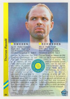 1993 Upper Deck World Cup Preview (English/German) #94 Thomas Ravelli Back