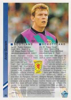 1993 Upper Deck World Cup Preview (English/German) #95 Andy Goram Back