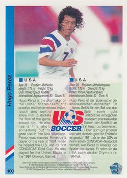 1993 Upper Deck World Cup Preview (English/German) #100 Hugo Perez Back