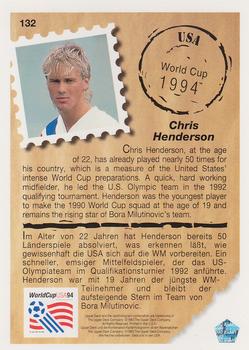 1993 Upper Deck World Cup Preview (English/German) #132 Chris Henderson Back