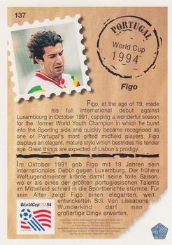 1993 Upper Deck World Cup Preview (English/German) #137 Figo Back