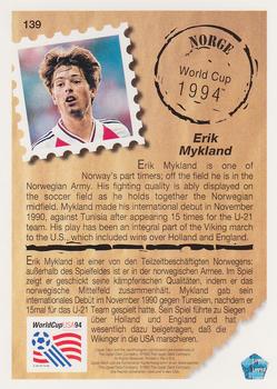 1993 Upper Deck World Cup Preview (English/German) #139 Erik Mykland Back