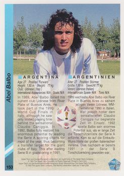 1993 Upper Deck World Cup Preview (English/German) #153 Abel Balbo Back