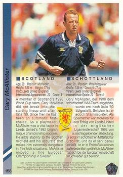 1993 Upper Deck World Cup Preview (English/German) #158 Gary McAllister Back