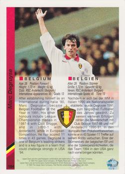 1993 Upper Deck World Cup Preview (English/German) #164 Marc Degruyse Back