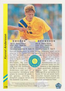 1993 Upper Deck World Cup Preview (English/German) #178 Kennet Andersson Back