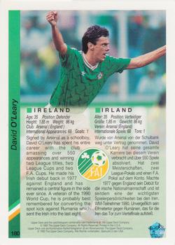 1993 Upper Deck World Cup Preview (English/German) #180 David O'Leary Back
