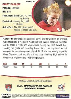 2004 Choice US Women's National Soccer Team #11 Cindy Parlow Back
