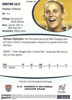 2004 Choice US Women's National Soccer Team #23 Kristine Lilly Back