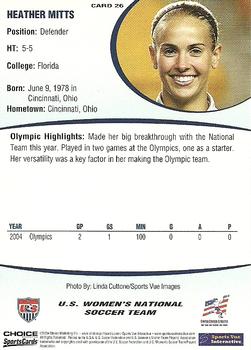 2004 Choice US Women's National Soccer Team #26 Heather Mitts Back