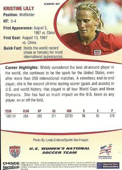 2004 Choice US Women's National Soccer Team #7 Kristine Lilly Back