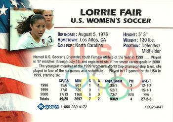2000 Roox US Women's National Team #NNO Lorrie Fair Back