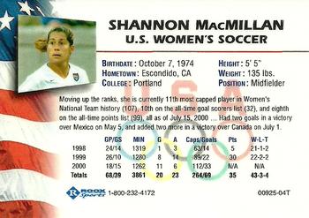 2000 Roox US Women's National Team #NNO Shannon MacMillan Back