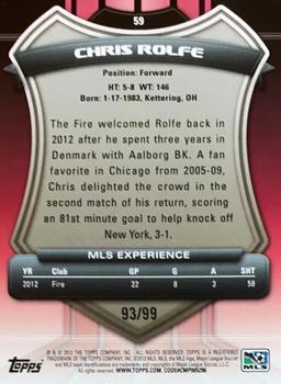 2013 Topps MLS - Purple #59 Chris Rolfe Back