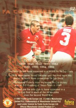 1997 Futera Manchester United #92 Honours Record Card (FA Cup Winners) Back