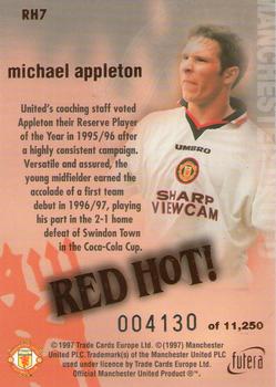 1997 Futera Manchester United - Red Hot Bronze #RH7 Michael Appleton Back