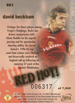 1997 Futera Manchester United - Red Hot Gold #RH3 David Beckham Back