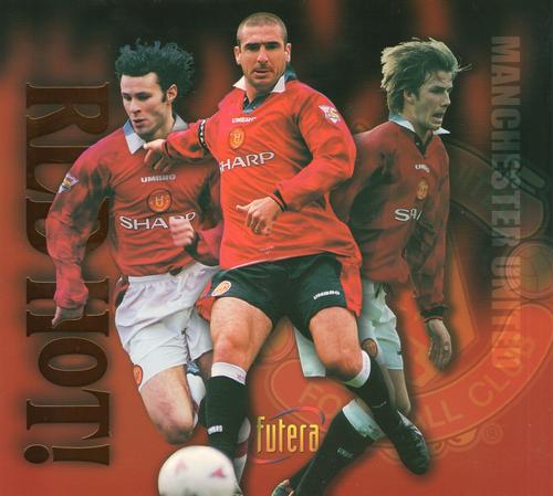 1997 Futera Manchester United - Extra Large Player Montage Bronze #NNO Giggs / Cantona / Beckham Front