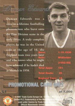 1997 Futera Manchester United - Legends Silver Promo #L1 Duncan Edwards Back