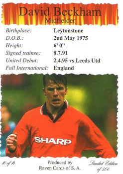 2000-01 Raven Cards Manchester United Red Devils #10 David Beckham Back