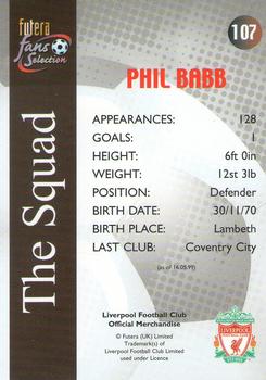 2000 Futera Fans Selection Liverpool #107 Phil Babb Back