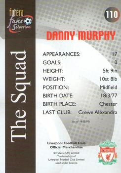 2000 Futera Fans Selection Liverpool #110 Danny Murphy Back