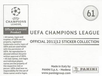 2011-12 Panini UEFA Champions League Stickers #61 Salvatore Aronica Back